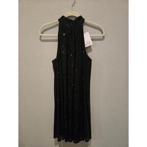 Belle Badgley Mischka Women's Sequin Halter Dress Black Size 4 Party Cocktail